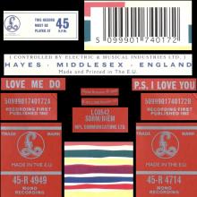 1962 10 05 - 2012 10 05 - P - LOVE ME DO ⁄ P.S. I LOVE YOU - 45-R 4949 - CORRECT MATRIX - OPEN CENTER - pic 5
