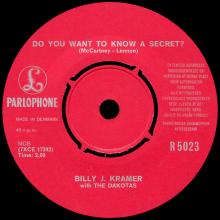 BILLY J. KRAMER WITH THE DAKOTAS - DO YOU WANT TO KNOW A SECRET ⁄ I'LL BE ON MY WAY - R 5023 - DENMARK - pic 3