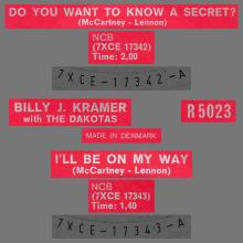 BILLY J. KRAMER WITH THE DAKOTAS - DO YOU WANT TO KNOW A SECRET ⁄ I'LL BE ON MY WAY - R 5023 - DENMARK - pic 4