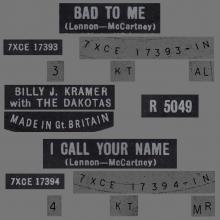 BILLY J. KRAMER WITH THE DAKOTAS - BAD TO ME ⁄ I CALL YOUR NAME - R 5049 - UK - pic 3