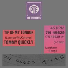 TOMMY QUICKLY - TIP OF MY TONGUE - PYE - 7N 45629 A - SWEDEN 1976 10 00 - pic 1