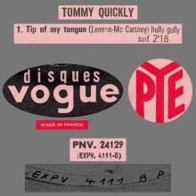 TOMMY QUICKLY - TIP OF MY TONGUE - VOGUE ⁄ PYE - PNV.24129 ⁄ EXPV 4111 B-P - FRANCE EP - pic 4