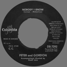 PETER AND GORDON - NOBODY I KNOW - DB 7292 - SWEDEN - pic 1