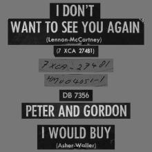 PETER AND GORDON - I DON'T WANT TO SEE YOU AGAIN - HOLLAND - DB 7356 - RED - pic 1