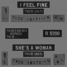 1964 11 27 - 1964 - B - I FEEL FINE ⁄ SHE'S A WOMAN - R 5200  - pic 3