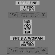 1964 11 27 - 1989 - S - I FEEL FINE ⁄ SHE'S A WOMAN - R 5200 - SILVER LABEL - pic 3