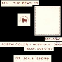 1964 THE BEATLES PHOTO - POSTCARD SPAIN - 144 THE BEATLES POSTALCOLOR HOSPITALET - 15X10,5 -11 - pic 1