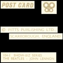 1964 THE BEATLES PHOTO - POSTCARD UK - 104-1 SHOW-BIZ SERIES - 10,5X15,5 - pic 1
