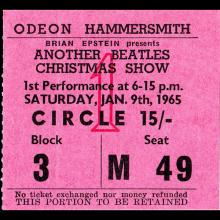 1965 01 02-07 ODEON HAMMERSMITH ANOTHER BEATLES CHRISTMAS SHOW - TICKET -1 - pic 1
