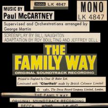 1967 01 06 PAUL McCARTNEY - THE FAMILY WAY ORIGINAL SOUNDTRACK RECORDING - MONO LK 4847 - DECCA - UK - pic 4