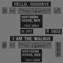 1967 11 24 - 1967 - B - HELLO, GOODBYE - I AM THE WALRUS - R 5655 - SOLID CENTER - pic 3