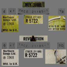 1968 08 26 - 1968 - A 2 - KTJ TAX CODE - HEY JUDE ⁄ REVOLUTION - R 5722 -  EMI PRESSING - pic 3