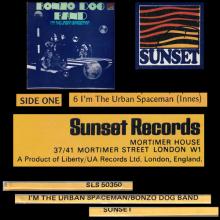 1968 10 11 BONZO DOG DOO-DAH BAND - I'M THE URBAN SPACEMAN - SUNSET RECORDS - SLS 50350 - UK 1973 - pic 4
