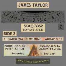 1968 12 06 JAMES TAYLOR - CAROLINA IN MY MIND - APPLE RECORDS - SKAO 3352 - USA - pic 3