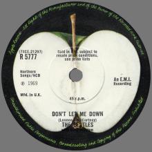 1969 04 11 - 1969 - B 1 - GET BACK - DON'T LET ME DOWN - R 5777 - CROSSOVER - SOLID CENTER - pic 1