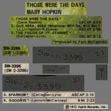1972 09 25 MARY HOPKIN - THOSE WERE THE DAYS - APPLE - SW-3395 - USA  - pic 3