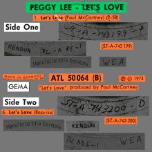 1974 10 01 PEGGY LEE - LET'S LOVE - ATLANTIC - ATL 50 064 - SD 18108 - GERMANY - pic 1