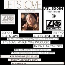 1974 10 01 PEGGY LEE - LET'S LOVE - ATLANTIC - ATL 50 064 - SD 18108 - GERMANY - pic 1