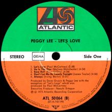1974 10 01 PEGGY LEE - LET'S LOVE - ATLANTIC - ATL 50 064 - SD 18108 - GERMANY - pic 5