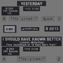 1982 12 07 THE BEATLES SINGLES COLLECTION - BSCP1 - R 6013 - A - YESTERDAY / I SHOULD HAVE KNOWN BETTER - pic 4