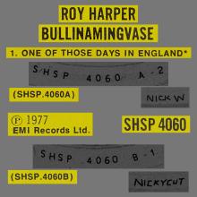 1977 02 11 ROY HARPER - BULLINAMINGVASE - ONE OF THOSE DAYS IN ENGLAND - SHSP 4060 - OC 062-06 336 - UK - pic 1