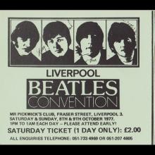 1978 LIVERPOOL BEATLES CONVENTION - TICKET SAT 8TH OCTOBER 78 - SAT 15TH JULY 78 - pic 1