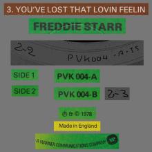 1978 00 00 FREDDIE STARR - FREDDIE STARR - YOU' VE LOST THAT LOVIN FEELIN - PVK RECORDS - WEA RECORDS - PVK 004 - UK - pic 1