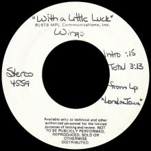 1978 03 23 - WITH A LITTLE LUCK ⁄ WITH A LITTLE LUCK - USA 7" TEST PRESSING - pic 1