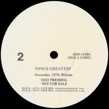 USA 1978 11 00 WINGS GREATEST - SOO-11905 - USA TEST PRESSING - pic 2