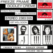 1979 11 30 GODLEY & CREME - FREEZE FRAME - GET WELL SOON - POLYDOR - STEREO 2383 555 - GERMANY - pic 1
