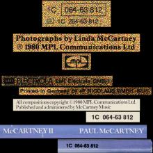 1980 05 16 PAUL McCARTNEY - McCARTNEY II - 1C 064-63 812 - GERMANY - pic 1