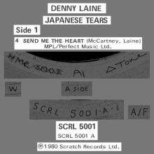 1980 12 05 DENNY LAINE - JAPANESE TEARS - SEND ME YOUR HEART - SCRATCH RECORDS - SCRL 5001 - UK  - pic 1