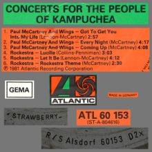 1981 03 30 VARIOUS AND PAUL McCARTNEY & WINGS - CONCERTS FOR THE PEOPLE OF KAMPUCHEA -ATLANTIC - ATL 60 183 - GERMANY - pic 1