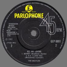 1981 12 07 UK The Beatles E.P.s Collection - GEP 8891 - All My Loving - B - pic 1