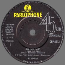 1981 12 07 UK The Beatles E.P.s Collection - GEP 8913 - Long Tall Sally - B - pic 1