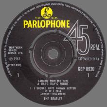 1981 12 07 UK The Beatles E.P.s Collection - GEP 8920 - A Hard Day's Night (extracts from the film) - A - pic 5