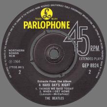 1981 12 07 UK The Beatles E.P.s Collection - GEP 8924 - A Hard Day's Night (extracts from the Album) - A - pic 6