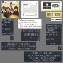 1981 12 07 UK The Beatles E.P.s Collection - GEP 8931 - Beatles For Sale - A  - pic 1