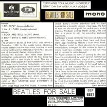 1981 12 07 UK The Beatles E.P.s Collection - GEP 8931 - Beatles For Sale - A  - pic 7