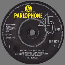 1981 12 07 UK The Beatles E.P.s Collection - GEP 8938 - Beatles For Sale No.2 - A - pic 6