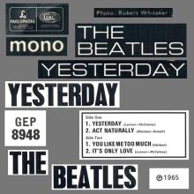 1981 12 07 UK The Beatles E.P.s Collection - GEP 8948 - The Beatles Yesterday - A - pic 7