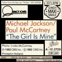 1982 10 18 MICHAEL JACKSON ⁄ PAUL McCARTNEY - THE GIRL IS MINE - EPIC A-12.2729 - 12 INCH - HOLLAND - pic 4