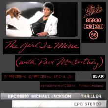1982 11 30 MICHAEL JACKSON - THRILLER - THE GIRL IS MINE - EPIC - EPC 85930 - PAL 38112-HOL - HOLLAND - pic 1