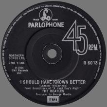 1982 12 07 THE BEATLES SINGLES COLLECTION - BSCP1 - R 6013 - B - YESTERDAY ⁄ I SHOULD HAVE KNOWN BETTER - pic 2