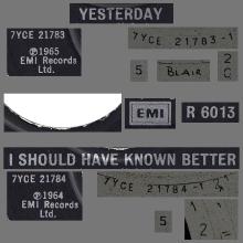 1982 12 07 THE BEATLES SINGLES COLLECTION - BSCP1 - R 6013 - C - YESTERDAY ⁄ I SHOULD HAVE KNOWN BETTER - pic 3