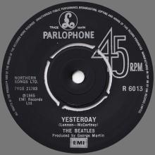 1982 12 07 THE BEATLES SINGLES COLLECTION - BSCP1 - R 6013 - A - YESTERDAY / I SHOULD HAVE KNOWN BETTER - pic 3