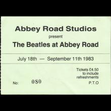 1983 THE BEATLES AT ABBEY ROAD - JULY 18 SEPTEMBER 11 TH 1983 - FLYER AND TICKET 1983 08 05 - pic 7