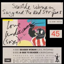 1986 07 07 SUZY AND THE RED STRIPES - SEASIDE WOMAN ⁄ B-SIDE TO SEASIDE - 12EMI 5572 - SIGNED BY LINDA -12 INCH - UK - pic 1