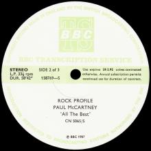 1987 11 02 - PAUL McCARTNEY RADIO SHOW - BBC TRANSCRIPTION PROGRAMME - ROCK PROFILE PAUL McCARTNEY ALL THE BEST - pic 5