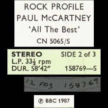 1987 11 02 - PAUL McCARTNEY RADIO SHOW - BBC TRANSCRIPTION PROGRAMME - ROCK PROFILE PAUL McCARTNEY ALL THE BEST - pic 7
